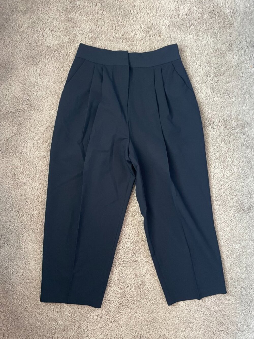 Asos Pleated Tapered Navy Trousers - Picture 2 of 6